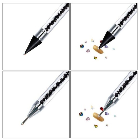 Double Head Wax Nail Rhinestone Picker Pen Acrylic Handle Application Tool New - Picture 4 of 6